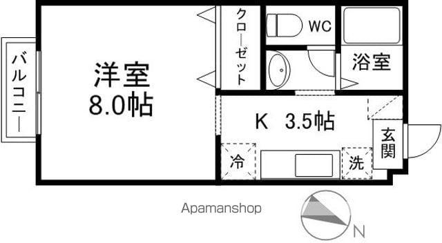 ヴィラエスペランサー(1K/2階)の間取り写真