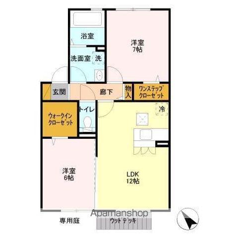 サニーハウスB棟(2LDK/1階)の間取り写真