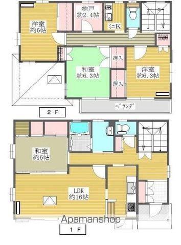 東北本線 蓮田駅 徒歩9分 2階建 築33年(4SLDK)の間取り写真