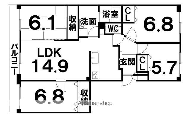 ソピア鶴ケ岱(4LDK/9階)の間取り写真