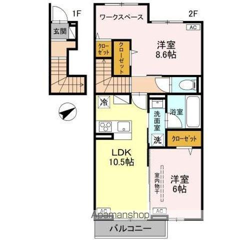 WISTERIA III(2LDK/2階)の間取り写真