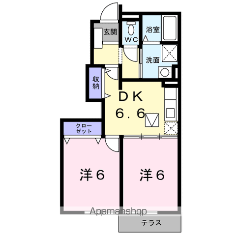 プリティ・メゾン(2DK/1階)の間取り写真