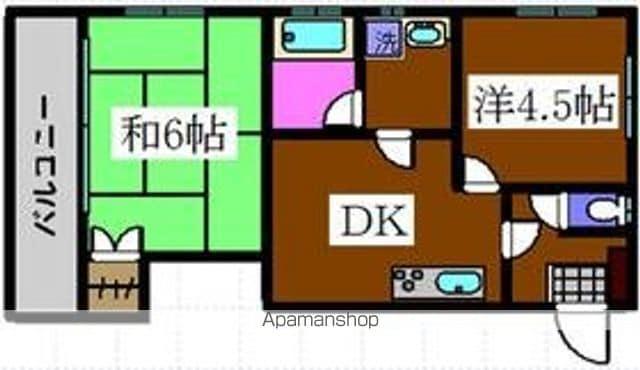 ロイヤルシティ荒田(2DK/4階)の間取り写真