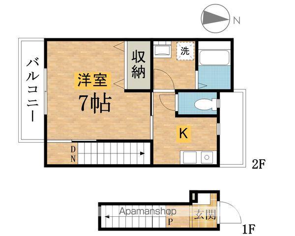 プルーリオン大横町(1K/2階)の間取り写真
