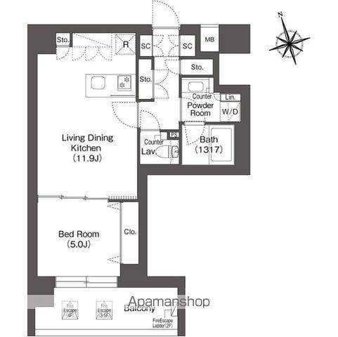 ルーウェ東大泉(1LDK/3階)の間取り写真