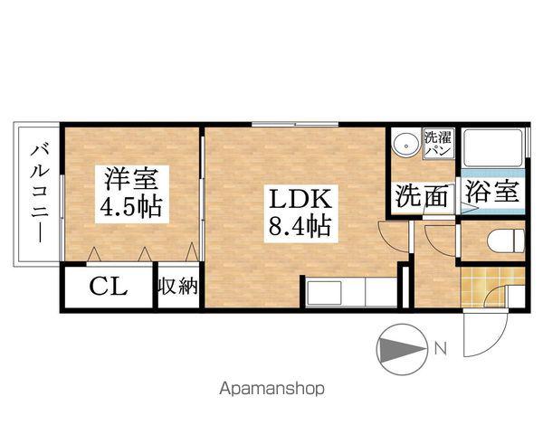 名鉄小牧線 小牧口駅 徒歩14分 2階建 築15年(1LDK/1階)の間取り写真