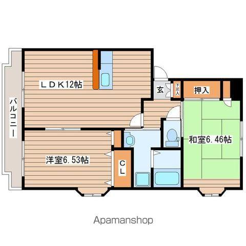 レジュウィールF棟(2LDK/2階)の間取り写真