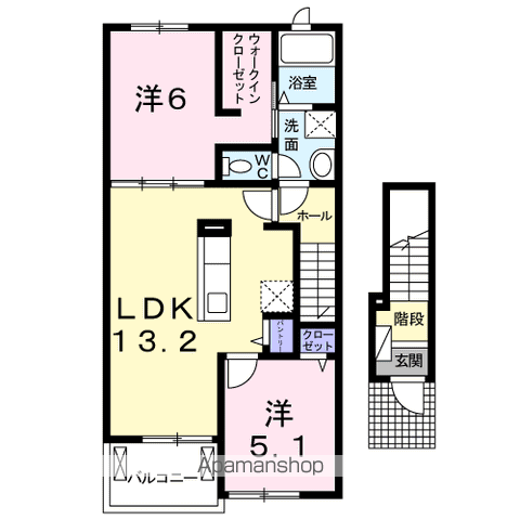 フィオーレ悠(2LDK/2階)の間取り写真