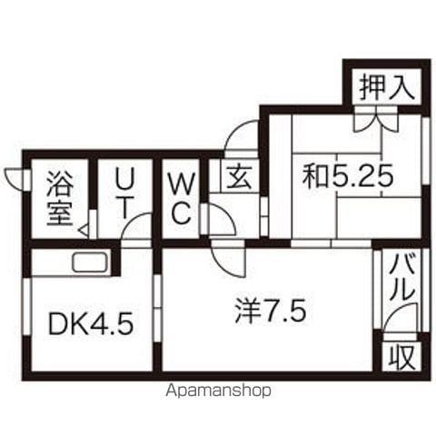 ミルリジェールC(2DK/1階)の間取り写真