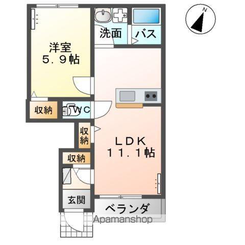 デュオーレ・タカギ(1LDK/1階)の間取り写真