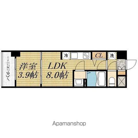 プレサンス堺筋本町EXEBRAN(1LDK/2階)の間取り写真