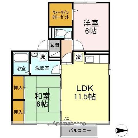 サンシルフィーK(2LDK/2階)の間取り写真