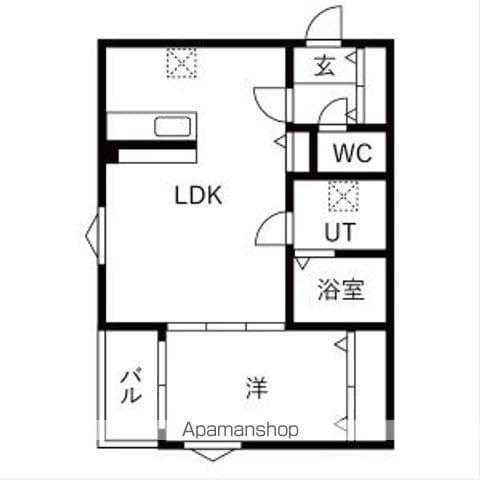 BC生駒A(1LDK/1階)の間取り写真