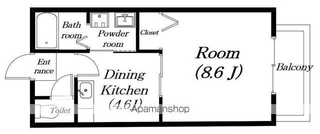 ダイヤモンドシーダー8番館(1DK/1階)の間取り写真