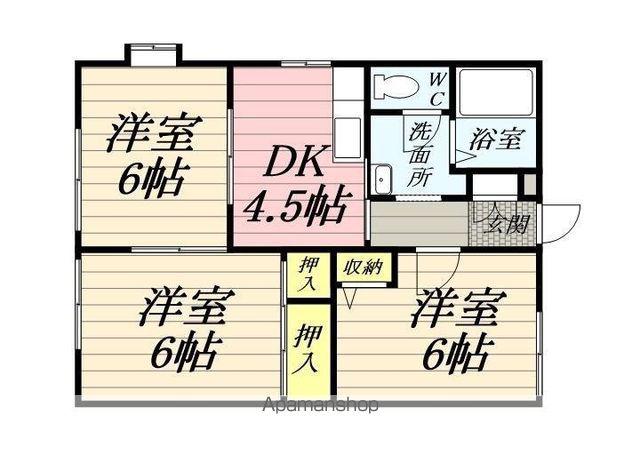 アベニューVILLA α(3DK/1階)の間取り写真