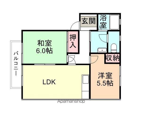 らん村伊3(2DK/1階)の間取り写真
