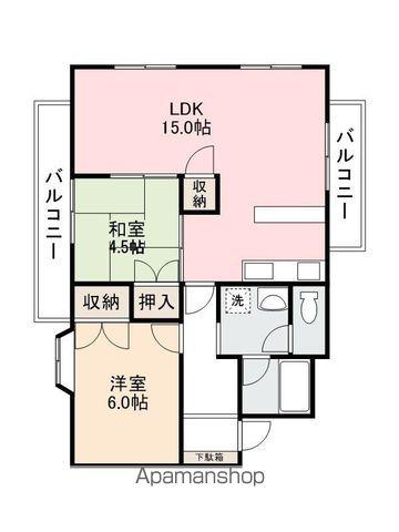 エステート三条(2LDK/1階)の間取り写真