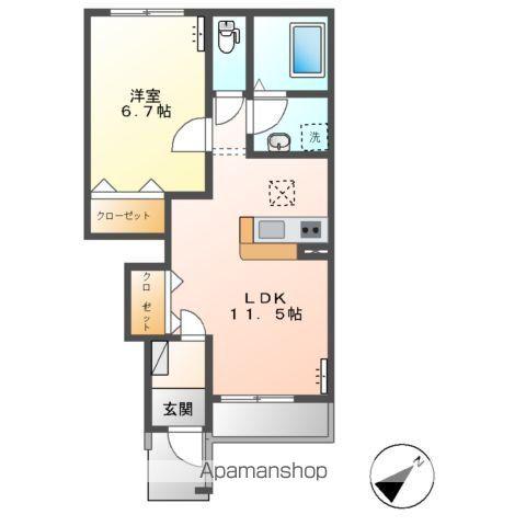 ニューサンフレッチェⅡ(1LDK/1階)の間取り写真