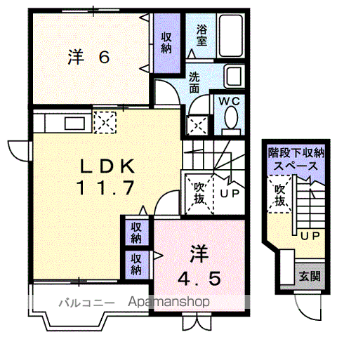 グリーンハイツA(2LDK/2階)の間取り写真
