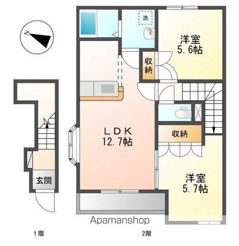シャトー澤ノ原(2LDK/2階)の間取り写真