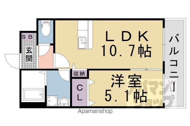 MIMOSA COURT(1LDK/1階)の間取り写真