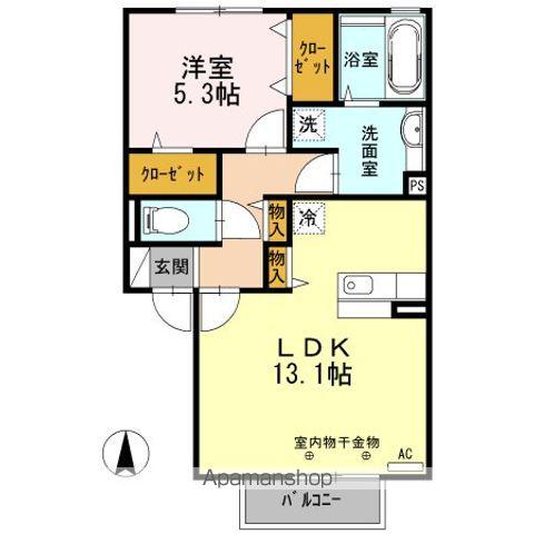 ボヌールK(1LDK/2階)の間取り写真