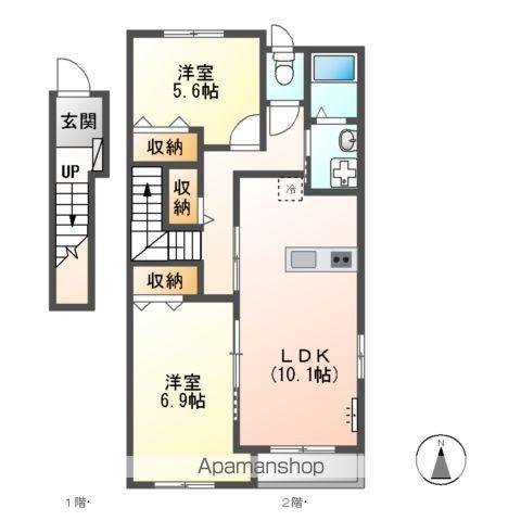 グランディール(2LDK/2階)の間取り写真