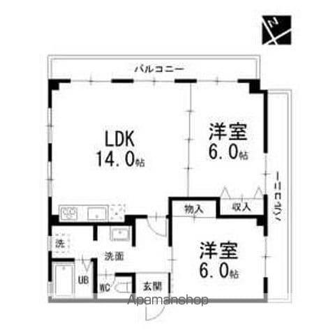 プロスパー第8ビル(2LDK/4階)の間取り写真
