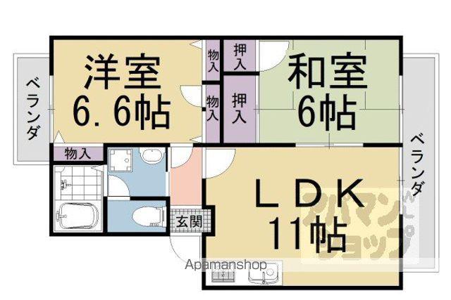 フェニックス・ヴィラI・II(2LDK/2階)の間取り写真