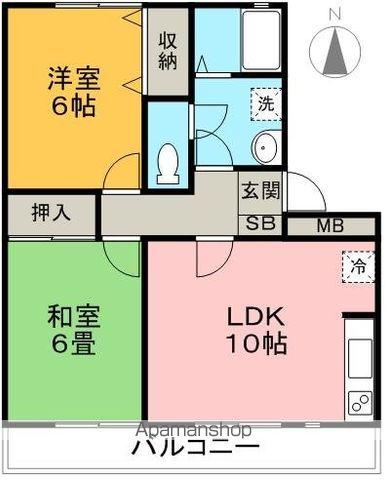 パークタウン桜堂A(2LDK/2階)の間取り写真