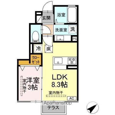 ピースヒルズ(1LDK/1階)の間取り写真