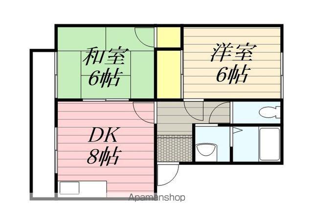 フローラル椿(2DK/1階)の間取り写真