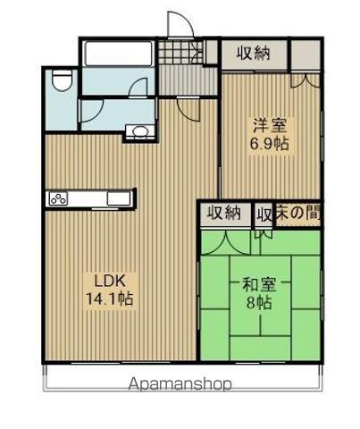 ロックパディ(2LDK/1階)の間取り写真