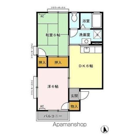 セジュールエムB(2DK/2階)の間取り写真