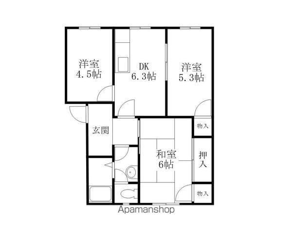 オークハイツ(3DK/1階)の間取り写真