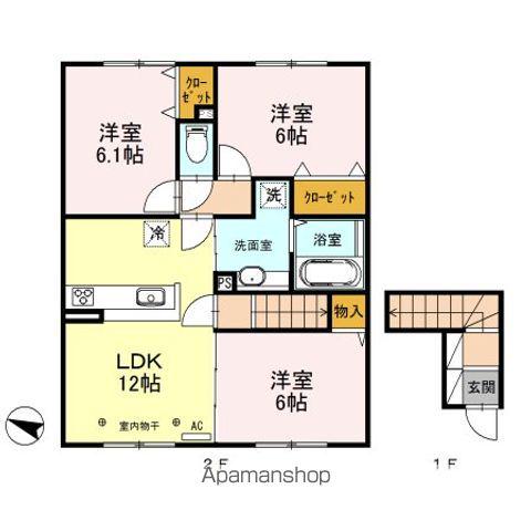 ハイグランド篠田(3LDK/2階)の間取り写真
