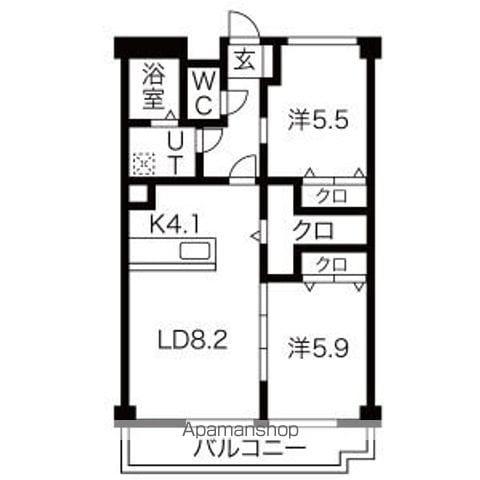 ハミングバード(2LDK/3階)の間取り写真