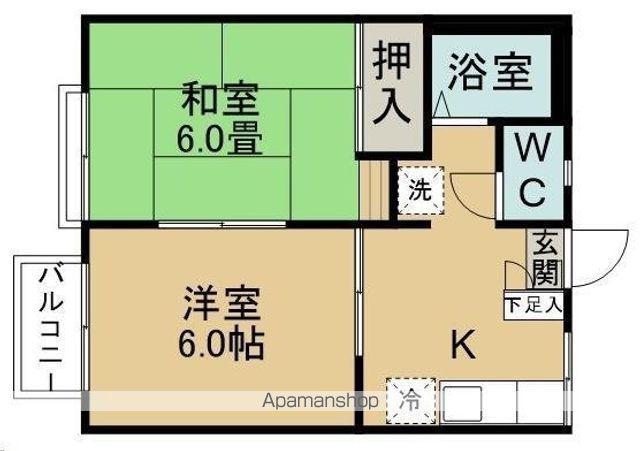 ピアクリスタル B棟(2K/2階)の間取り写真
