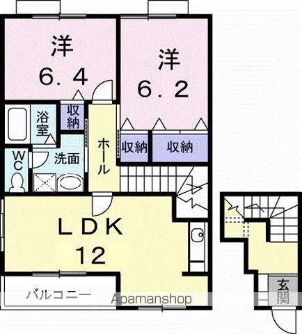 パークサイド大道B(2LDK/2階)の間取り写真