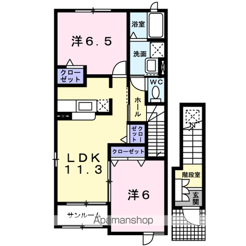 エクセランオ(2LDK/2階)の間取り写真