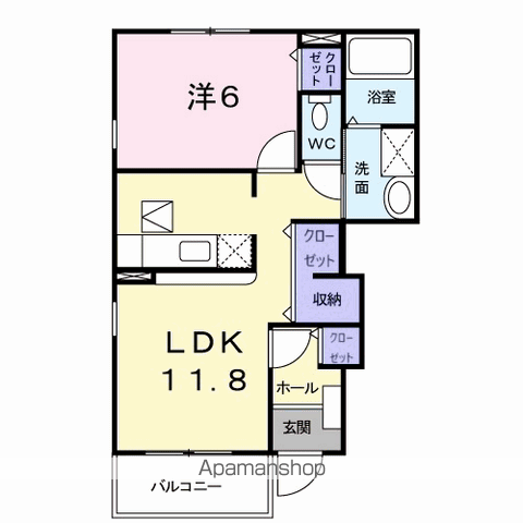 グレースガーデン B(1LDK/1階)の間取り写真