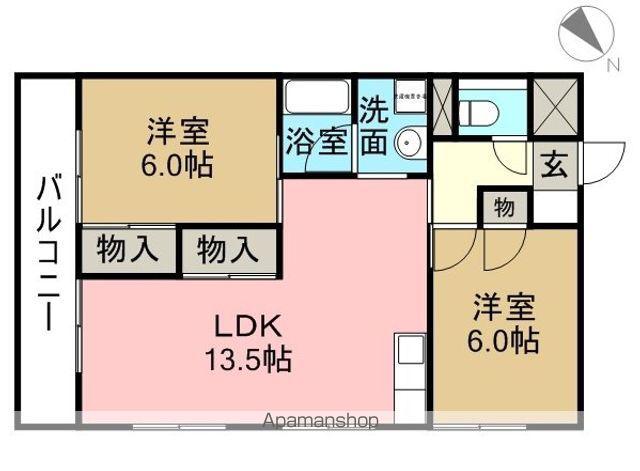 バロワール宝神(2LDK/5階)の間取り写真