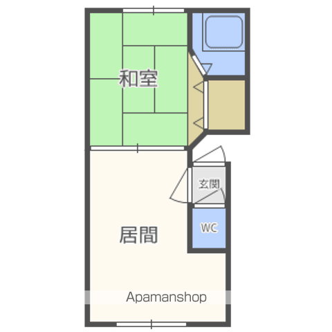 宅建ビル(1DK/2階)の間取り写真