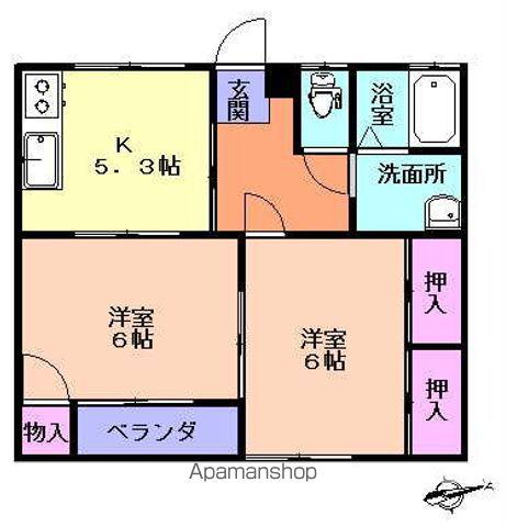 コーポエースⅢ(2K/1階)の間取り写真