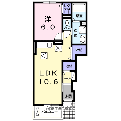 オークヒルズⅡ(1LDK/1階)の間取り写真