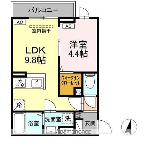 セレスティア若宮(1LDK/2階)の間取り写真