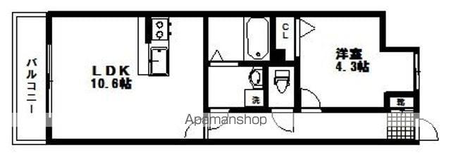 ポラリス北山(1LDK/3階)の間取り写真