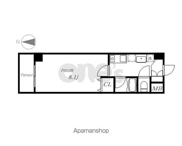 ヒルズ新栄3号館(1K/2階)の間取り写真