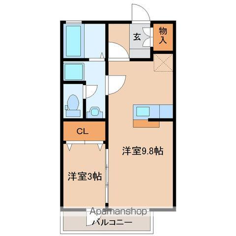 カサヴェルデ弐番館(1LDK/2階)の間取り写真