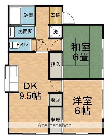 篠ノ井線 広丘駅 徒歩20分 1階建 築47年(2DK)の間取り写真